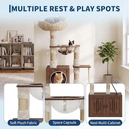 Garvee 66.9" Cat Tree with Litter Box Enclosure - Image 4