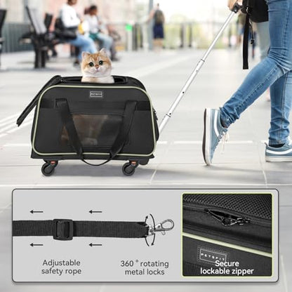 Petsfit Cat Carrier with Wheels, Removable Spinner Wheels - Image 4