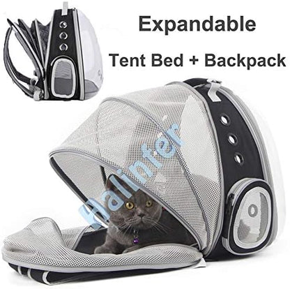 Back Expandable Cat Backpack Carrier, Fit up to 12 lbs, Space Capsule Bubble - Image 4