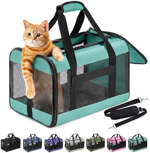 Conlun Cat Carrier Soft-Sided Pets Travel Carriers up to 15 Lbs, Turq M by Conlun