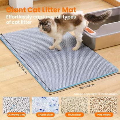 Extra Large Cat Litter Mat XXL, Double Layer Honeycomb - Image 2