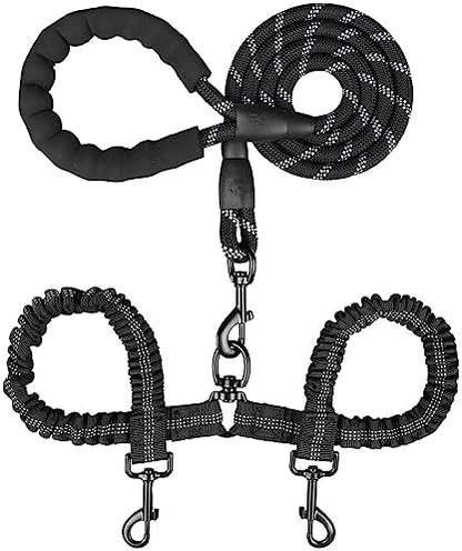 MingXpets Double Dog Leash, Dual Dog Leash, 360° Swivel Tangle Free Bungee by MingXpets