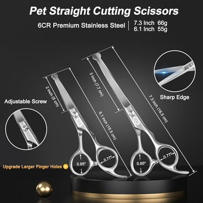 CIICII Dog Grooming Scissors Kit, 7 Inch Safety Pet Cat Shears Set - Image 2
