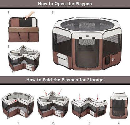 DONORO Dog Playpen Portable Pet Play Pens - Image 3