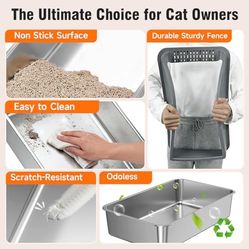 2PACK XL Stainless Steel Litter Box, Dark Grey - Image 4