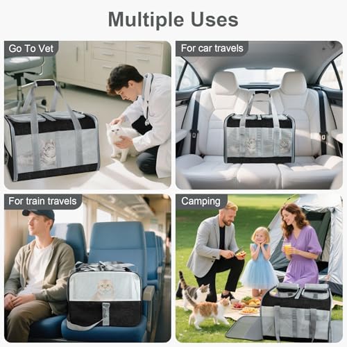 Soft-Sided Cat Carrier for 2 Cats, Breathable Mesh Design, Airline Approved - Image 4