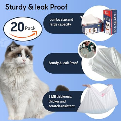 5-mil Thick Drawstring Cat Litter Box Liners, 36x19 Inch 20 Count - Image 2
