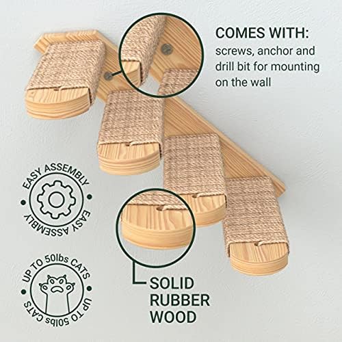 Cat Wall Steps - Solid Rubber Wood Cat Stairs - Right Left - Image 7