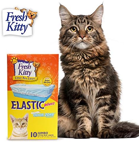 10 Count Fresh Kitty Litter Box Liners Durable, Easy Clean Up Elastic Jumbo by Fresh+Kitty