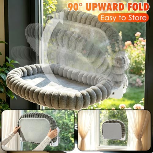 IPOW Cat Window Perch Cordless Foldable Cat Hammock Bed - Image 2