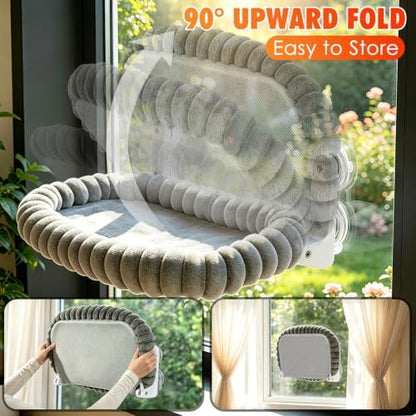 IPOW Cat Window Perch Cordless Foldable Cat Hammock Bed - Image 2