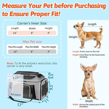 Petskd Top-Expandable Small Pet Carrier 17"x11"x9.5" Airline Approved - Image 3