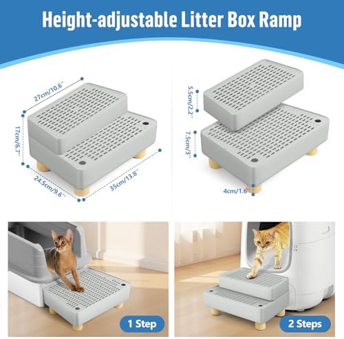 Extra Large 2 Steps Cat Litter Box Step Ramp, Cat Litter Catcher Mat - Image 2