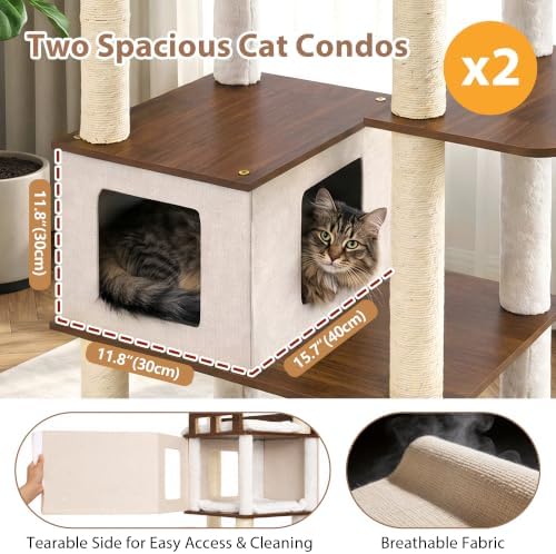 Gitelsnour Cat Tree, Wooden Multi-Level Tower - Image 3