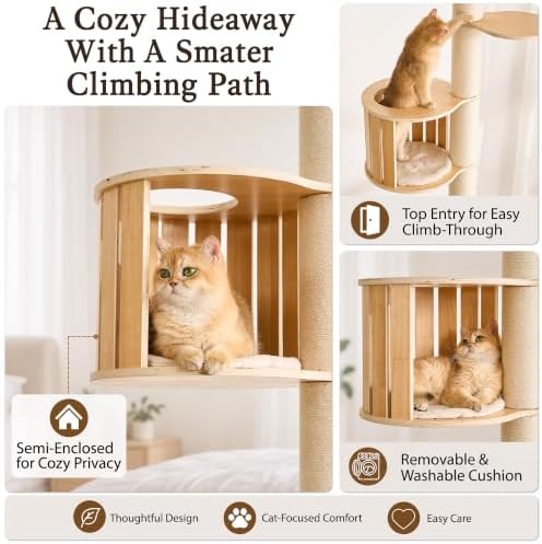 Floor to Ceiling Cat Tree, Adjustable 7.9-9.9 ft Tension Cat Tower - Image 6
