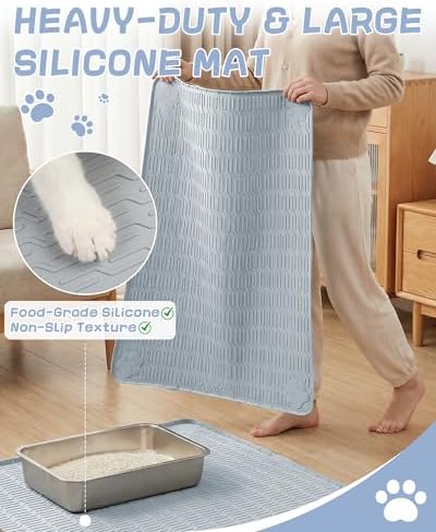 ANWA Waterproof 34" x 22" Large Litter Box Mat, Silicone Litter Mat - Image 5