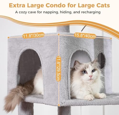 53”Cat Tree with Hammock & Extra Large Bed 23x12” - Image 5