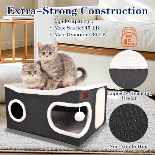 Extra Large Cat Beds for Indoor Cats, Covered Cat Cave Beds & Furniture - Image 3