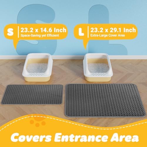 Powools Cat Litter Mat, 30 x 24 in, Waterproof, Dark Grey - Image 2
