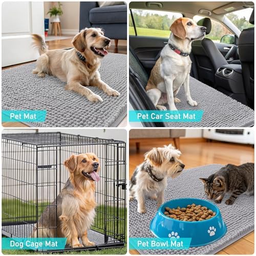 OLANLY Dog Door Mat for Muddy Paws 54x32, Super Absorbent Chenille Mud Mat - Image 7