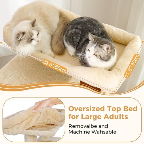 53”Cat Tree with Hammock & Oversized Top Bed - Image 4