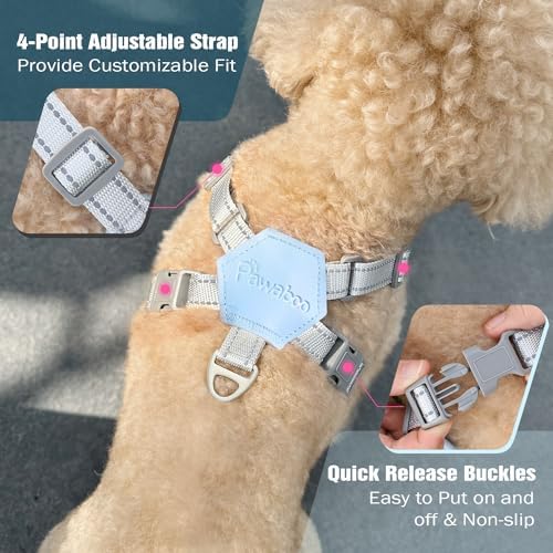 Pawaboo Small Dog Harness and Leash Set, Puppy Harness X-Frame Adjustable - Image 4
