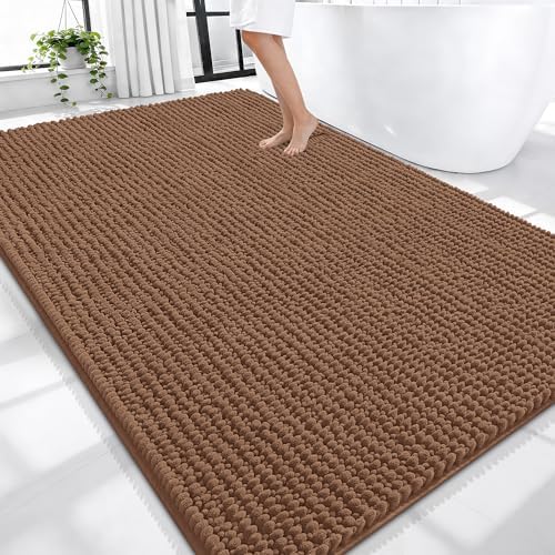 OLANLY Thick Chenille Large Bathroom Rugs 70x46, Absorbent Bath Mat by OLANLY