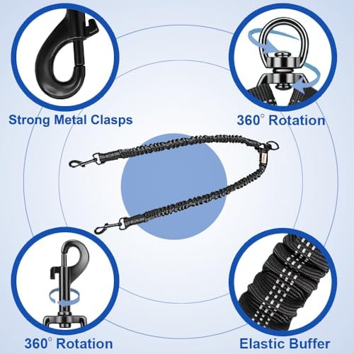 MingXpets Double Dog Leash, Dual Dog Leash, 360° Swivel Tangle Free Bungee - Image 3