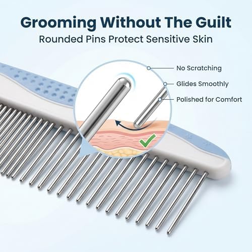 Metal Comb for Dogs, Dog Grooming Detangler Combs For Matted Hair - Image 3