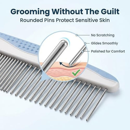 Metal Comb for Dogs, Dog Grooming Detangler Combs For Matted Hair - Image 3