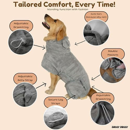 SOGGYDOGGY® US: Luxury Dog Bathrobe, Super Absorbent Microfiber Dog Bath - Image 3