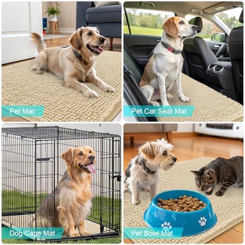 OLANLY Dog Door Mat for Muddy Paws 47x32, Super Absorbent Chenille Mud Mat - Image 7
