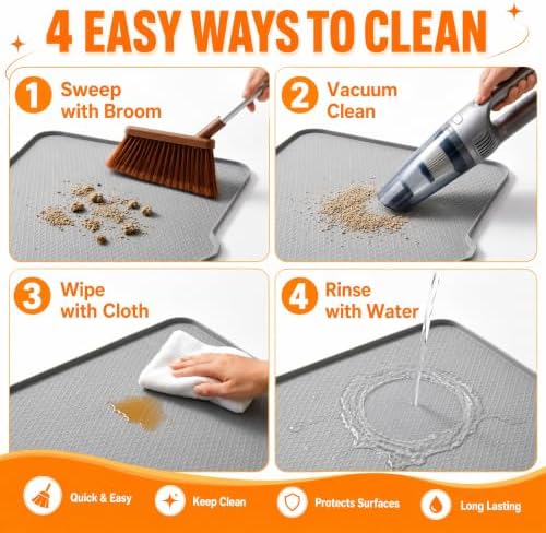 Cat Litter Mat, XL 40"x28" Silicone Litter Box Mat, Tilted Drain Spout - Image 5