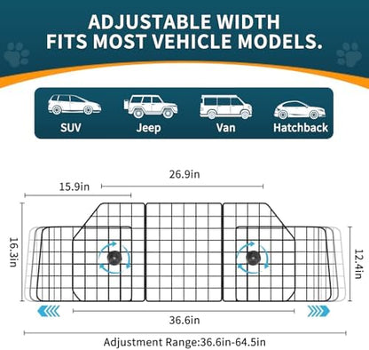 ERYTLLY Dog Car Barrier for SUVs, Adjustable Heavy-Duty Wire Pet Gate, Foldable - Image 2