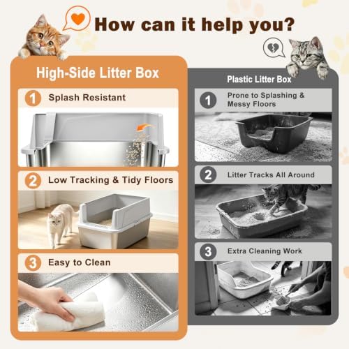 AIPERRO Small Stainless Steel Cat Litter Box - Image 4