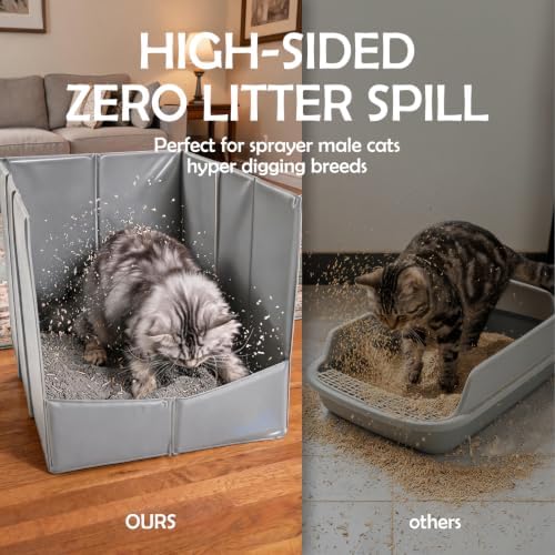 MEEXPAWS Cat Litter Box Enclosure, Foldable Waterproof Splash Guard - Image 4