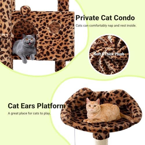 Allewie 64 Inches Cat Tree Tower/Multi-Level Activity Center - Image 6