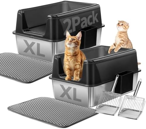Marchul 2 Pack Stainless Steel Cat Litter Box by Marchul