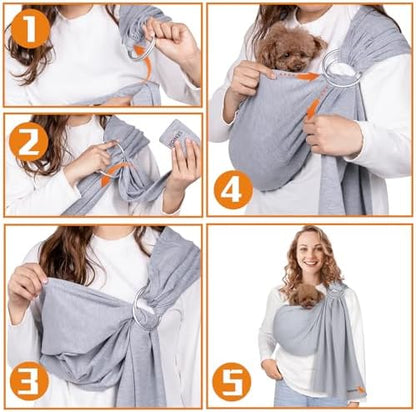 Dog Sling Carrier for Small Dogs, Adjustable Cat Sling Carrier, Light Gray - Image 2