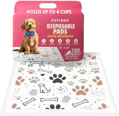 Pupiboo Disposable Dog and Cat Training Pads Highly Absorbent Pee Pads by PUPIBOO