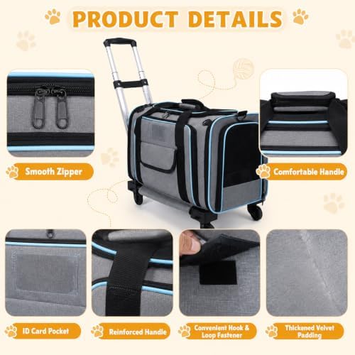 Foldable Rolling Pet Carrier Airline Approved - Image 6