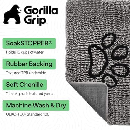 GORILLA GRIP SoakSTOPPER Dog Door Mat, Machine Wash and Dry, 36x24 Gray - Image 3