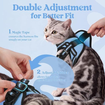 rabbitgoo Cat Harness and Leash Set, Step-in Soft Vest, Light Blue - Image 3