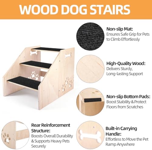 Dog Step, Wooden 3-Step Dog Stairs - Image 3