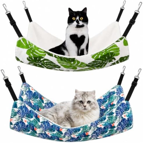 Jetec 2 Pack Cat Hammock for Cage, Monstera Leaf by Jetec