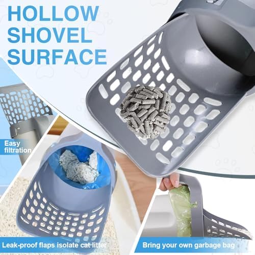 HISKI Cat Litter Scooper with Trash Container, Portable Litter Scoop Holder - Image 3