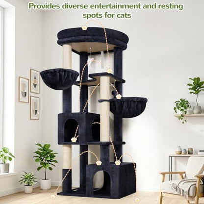 Globlazer C64 Heavy Duty Corner Cat Tree, 64in Large Cat Tower, Dark Grey - Image 5