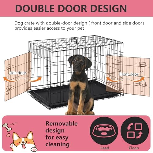 FDW | 45" Foldable Metal Dog Crate | Black | Cage - Image 4