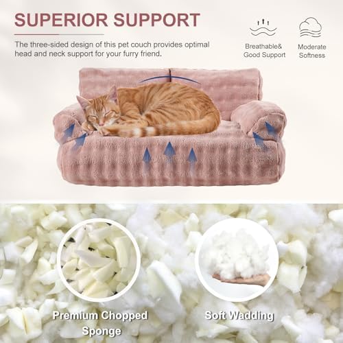 Cat Couch Bed, Cute Pet Sofa for Indoor Cats, Dusty Pink - Image 4