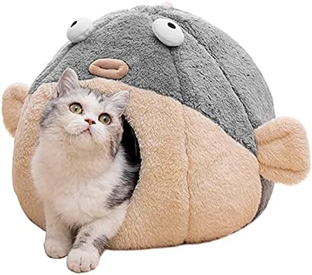 Cat Beds for Indoor Cats-Cat Bed Cave, Cute Lively Pufferfish Shape by Lcybem